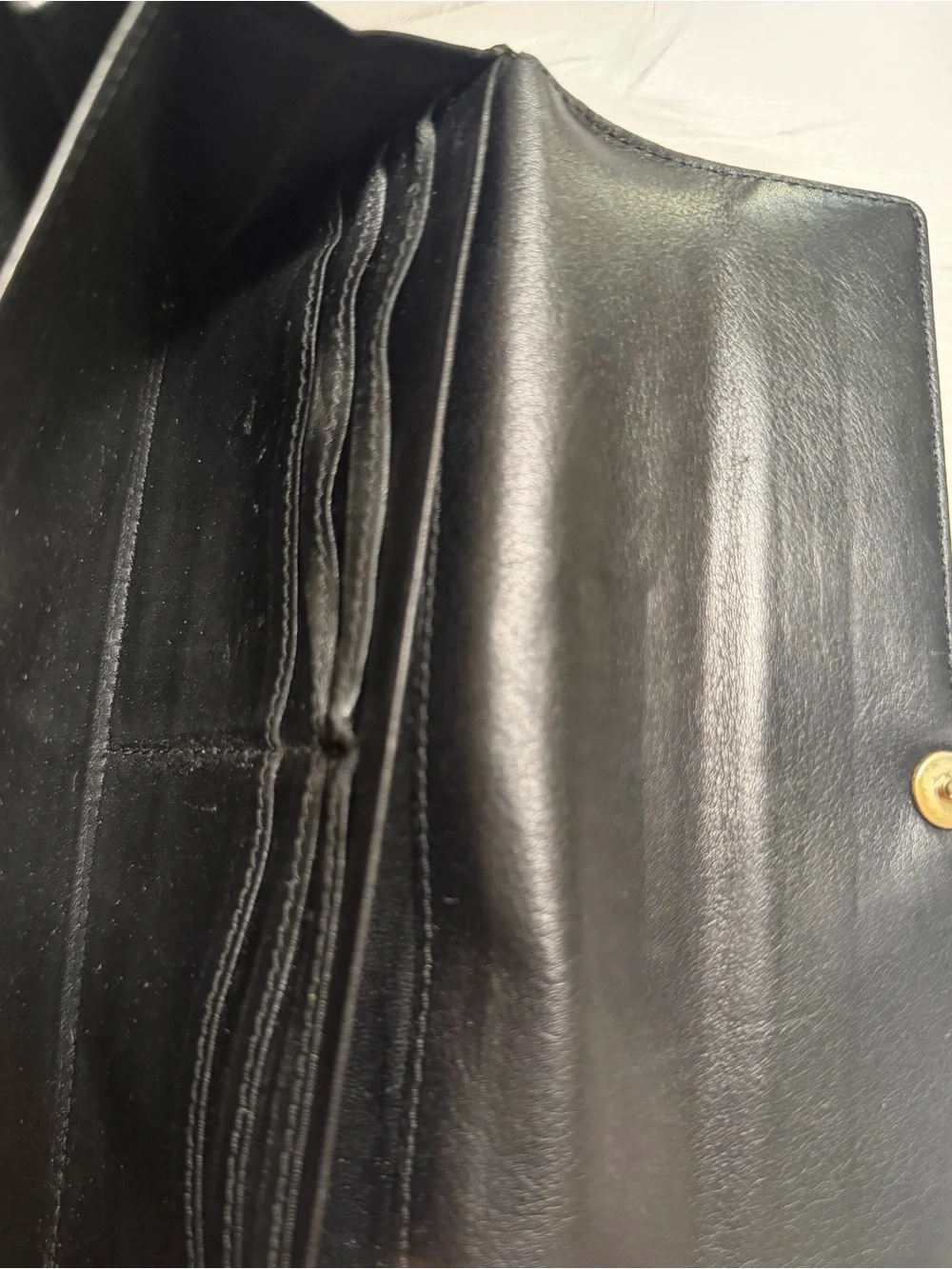 Yves Saint Laurent black crocodile leather long wallet
